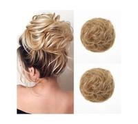 Chignon Finto per Capelli Chignon riccio spettinato con capelli umani, extension con elastico, pezzo di capelli spettinato 100% capelli umani for donne Hair Accessories(Natural Blonde)