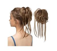 Chignon finto Pezzo for capelli con chignon spettinato, estensioni for ricci e ondulati code dritte, pezzi for sintetici coda di cavallo Donne(Golden Brown mix Bleach Blonde)