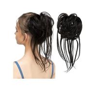 Chignon finto Pezzo for capelli con chignon spettinato, estensioni for ricci e ondulati code dritte, pezzi for sintetici coda di cavallo Donne(Natural Black)