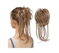 Chignon finto Pezzo for capelli con chignon spettinato, estensioni for ricci e ondulati code dritte, pezzi for sintetici coda di cavallo Donne(Golden Brown mix Natural Blonde)