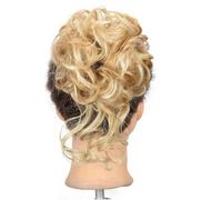 Chignon for capelli sintetici, chignon biondo spettinato, elastico for capelli ricci, finti pezzi for donna, nero marrone(L)