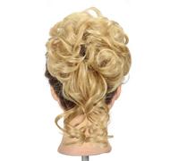 Chignon for capelli sintetici, chignon biondo spettinato, elastico for capelli ricci, finti pezzi for donna, nero marrone(G)