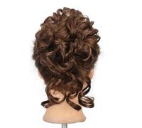 Chignon for capelli sintetici, chignon biondo spettinato, elastico for capelli ricci, finti pezzi for donna, nero marrone(D)