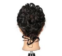 Chignon for capelli sintetici, chignon biondo spettinato, elastico for capelli ricci, finti pezzi for donna, nero marrone(A)
