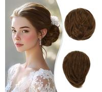 Chignon lungo sottile dritto arruffato Updo Chignon veri umani eleganti pezzi di estensione per chignon lungo da donna 25 g (biondo dorato intenso)