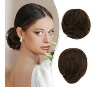 Chignon lungo sottile dritto arruffato Updo Chignon veri umani eleganti pezzi di estensione per chignon lungo da donna 25 g (biondo dorato intenso)