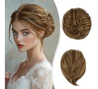 Chignon lungo sottile dritto arruffato Updo Chignon veri umani eleganti pezzi di estensione per chignon lungo da donna 25 g (biondo dorato intenso)