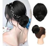 Chignon lungo sottile dritto arruffato Updo Chignon veri umani eleganti pezzi di estensione per chignon lungo da donna 25 g (biondo dorato intenso)