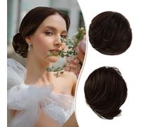 Chignon lungo sottile dritto arruffato Updo Chignon veri umani eleganti pezzi di estensione per chignon lungo da donna 25 g (biondo dorato intenso)