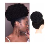 Chignon Parrucca brasiliana afro shaggy con chignon di capelli umani con cinturino corto con coulisse pettine for capelli a coda di cavallo estensioni dei capelli for donne nere Pezzo di chignon(6inch