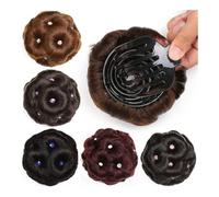 Chignon, Parrucca con clip a nove fiori incastonati con diamanti, tutore for fiori, accessori for capelli da sposa, pettine for capelli, parrucca con testa a sfera, bocciolo per le donne(Black)