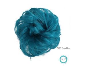 Chignon, Parrucca con coda di cavallo spettinata - Parrucca voluminosa e riccia con chignon elastico Parrucche(Dark blue)