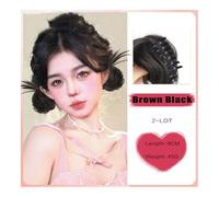 Chignon, Parrucca con testa a palla soffice con chignon con clip a forma di artiglio di piume di pollo for donna Parrucche(Brown Black)