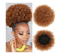 Chignon, Parrucca corta afro con chignon riccio for donne bionde - Coda di cavallo raccolta crespa Parrucche(Brownish yellow)