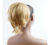 Chignon, Parrucca corta liscia europea alla moda con clip for coda di cavallo facile da modellare per donna(Yellow)