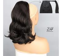 Chignon Parrucca da donna sintetica lunga ondulata a coda di cavallo da 18 pollici con pettine for capelli con coulisse estensioni dei capelli a coda di cavallo nero naturale Panino(2-01)