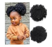 Chignon, Parrucca piccola rotolo coulisse nero donne alta temperatura seta capelli ricci borsa soffice,per l'uso quotidiano(Dark Curry)