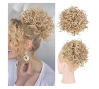 Chignon, Parrucca sintetica con capelli corti e ricci e accessorio for coda di cavallo Donna(Gray)