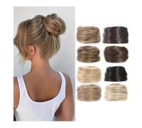 Chignon, Parrucca tendine in gomma anello for capelli lisci simulazione femminile capelli soffici testa a sfera artefatto for capelli pigri,per l'uso quotidiano(Black)