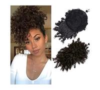 Chignon per capelli Afro High Puff Capelli sintetici Bun Coda di cavallo Coulisse con la frangetta Breve crespo ricci coda di cavallo Clip nelle estensioni dei capelli for le donne Posticci per capell