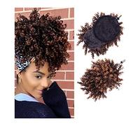 Chignon per capelli Afro High Puff Capelli sintetici Bun Coda di cavallo Coulisse con la frangetta Breve crespo ricci coda di cavallo Clip nelle estensioni dei capelli for le donne Posticci per capell