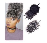 Chignon per capelli Afro High Puff Capelli sintetici Bun Coda di cavallo Coulisse con la frangetta Breve crespo ricci coda di cavallo Clip nelle estensioni dei capelli for le donne Posticci per capell