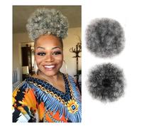 Chignon per capelli, Afro Puff Girl 8 pollici Kinky Curly Coulisse Coda di Cavallo Chignon Nero Extension for Capelli Posticci per capelli da donna(Grey)