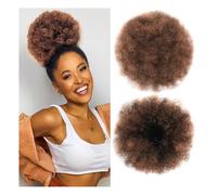 Chignon per capelli, Afro Puff Girl 8 pollici Kinky Curly Coulisse Coda di Cavallo Chignon Nero Extension for Capelli Posticci per capelli da donna(Brown)