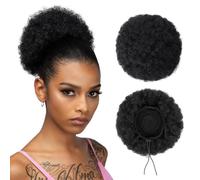 Chignon per capelli, Borsa for parrucca con coulisse soffice for donna - Chignon for capelli ricci e custodia da viaggio for capelli(Black)