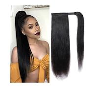 Chignon per Capelli Capelli lisci lunghi Coda di cavallo Estensioni 12-26 pollici Avvolgere Coda di cavallo Capelli veri brasiliani Coda di cavallo Parrucca nera Panino for capelli Chignon per Capelli