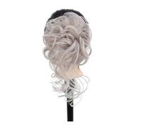 Chignon per capelli, Chignon for capelli spettinato e soffice, con anello a forma di palla, parrucca con clip, accessorio for capelli con treccia for barba lunga Posticci per capelli da donna(Silver g