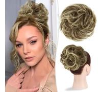 Chignon per capelli, Chignon grande ondulato e spettinato, veri capelli umani, chignon spesso raccolto for le donne, da indossare tutti i giorni(Light Golden Brown)
