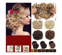 Chignon per capelli, Chignon sintetico riccio spettinato con fermagli a pettine, accessorio for capelli da donna(Brown yellow)