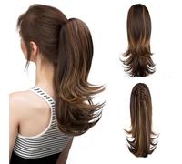 Chignon per Capelli Clip sintetiche nelle estensioni dei capelli a coda di cavallo Parrucca Parrucca lunga ondulata da 14 pollici Panino con fascia elastica Coda di cavallo for le donne Chignon per Ca