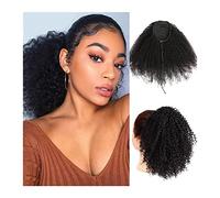 Chignon per Capelli Estensioni dei capelli umani della coda di cavallo con coulisse ricci neri da 8-24 pollici Estensioni dei capelli della coda di cavallo afro shaggy for le donne nere Chignon per Ca