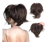 Chignon per capelli, Fermaglio for chignon spettinato, coda di cavallo, testa di polpetta e capelli lisci Chignon per capelli Pezzo per capelli(Light brown)