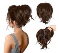 Chignon per capelli, Fermaglio for chignon spettinato, coda di cavallo, testa di polpetta e capelli lisci Chignon per capelli Pezzo per capelli(Dark brown)