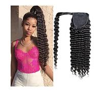 Chignon per Capelli Parrucca a coda di cavallo ondulata profonda Chignon 8-24 pollici Avvolgere le estensioni della coda di cavallo Capelli veri brasiliani neri for donne nere Chignon per Capelli (Co
