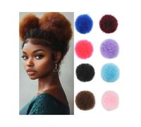 Chignon per capelli, Parrucca corta afro con chignon sintetico for donne e bambini, riccia crespa Posticci per capelli da donna(Bright red)