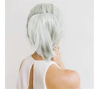 Chignon per capelli, Parrucca corta liscia europea alla moda con clip for coda di cavallo facile da modellare Chignon per capelli Pezzo per capelli(Silver)