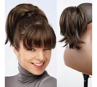 Chignon per capelli, Parrucca corta liscia europea alla moda con clip for coda di cavallo facile da modellare Posticci per capelli da donna(Light yellow)