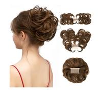 Chignon per capelli, Parrucca sintetica ondulata regolabile - Pettine laterale versatile for acconciature con chignon spettinato Posticci per capelli da donna(Light yellow)