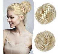 Chignon per capelli, Pezzo for capelli con chignon spettinato - fermaglio for artiglio ondulato - Chignon finti sintetici for l'uso quotidiano delle donne(Gold and white variegations)