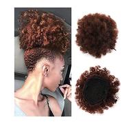 Chignon Pezzi Afro Ricci Chignon Posticci Estensioni Afro Puff Coulisse Coda di cavallo Estensione dei capelli Sintetici Capelli ricci crespi Panino Capelli Pezzi di chignon per donna(Color:004)