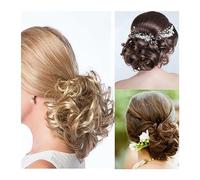 Chignon Pezzo di capelli chignon disordinato, coulisse elastica ondulata Scrunchies ricci Estensione coda di cavallo con pettine, estensioni dei capelli chignon chignon sintetici for capelli ricci Chi