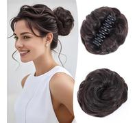 Chignon, Pezzo for capelli con chignon spettinato - fermaglio for artiglio ondulato - Chignon finti sintetici for l'uso quotidiano delle donne Parrucche(Medium brown)