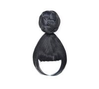 Chignon Posticci sintetici sferici aggiornamenti chignon con frangia clip in chignon pad ciambella elastico colore nero Pezzi di chignon per donna(Color:B)