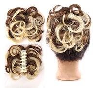 Chignon Ricci ondulati corti elastici sintetici clip in artiglio for capelli chignon estensione dei capelli chignon disordinato pezzo di capelli arruffato updo clip for artiglio nel parrucchino for le
