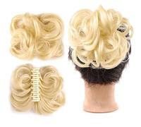 Chignon Ricci ondulati corti elastici sintetici clip in artiglio for capelli chignon estensione dei capelli chignon disordinato pezzo di capelli arruffato updo clip for artiglio nel parrucchino for le