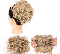 Chignon riccio di capelli grandi e disordinati da sposa con clip a pettine nella copertura della coda di capelli estensione della coda di cavallo capelli finti naturali sintetici-Q8-24T613